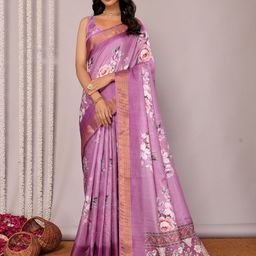 KALINI Floral Silk Blend Chanderi Saree-image-29