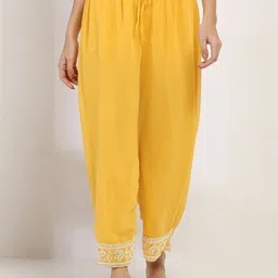 Rangriti Women Printed Knitted Ethnic Palazzos-image-3