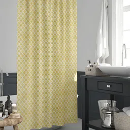 ArtzFolio Yellow and White Geometric Printed Waterproof Shower Curtain-17