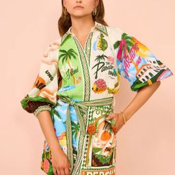 bebe Tropical Print Puff Sleeve Shirt Mini Dress-image-43