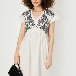 max Women V-Neck Cotton Empire Short Sleeves Dress-image-42