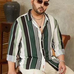Instafab Plus Men Comfort Multi Stripes Striped Casual Shirt-image-34