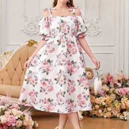 White World Girls Floral Printed Fit & Flare Dress-image-33