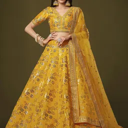 DIVASTRI Embroidered Sequinned Semi-Stitched Lehenga & Unstitched Choli With Dupatta-20