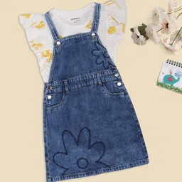 Pantaloons Junior Girls Embroidered Floral Pinafore Dress-picture-15