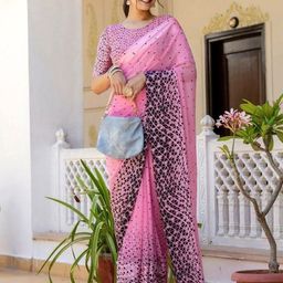 Sitanjali Women Geometric Printed Satin Saree-image-1