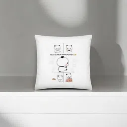 Anikmart White & Black Printed Square Shaped Pre-Filled Cushion-11