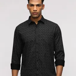 Crocodile Men Comfort Spread Collar Conversational Printed Cotton Casual Shirt-picture-9