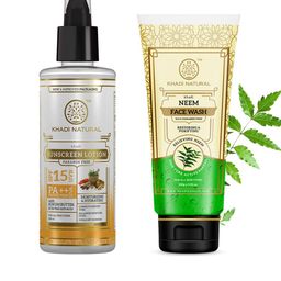 Khadi Natural Set of Neem Herbal Face Wash 100g & Sunscreen SPF15 Lotion 100ml-picture-22