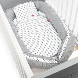 Babyhug Premium 3 Piece Nest Gadda Set With Diaper Changing Mat in Polka Dots Print - Charcoal Grey image 3