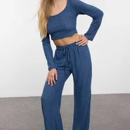 Trendyol Round Neck Crop Top And Trouser-image-45