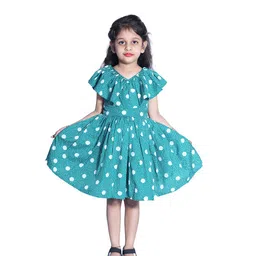 Wish little Girls Polka Dot Printed Fit and Flare  Dress-image-49