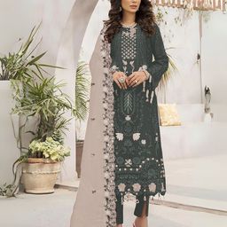 ODETTE Embroidered Semi-Stitched Dress Material-image-78