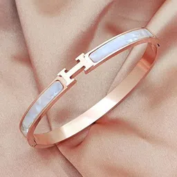 MYKI Rose Gold-Plated Stainless Steel Opal Kada Bracelet-image-19