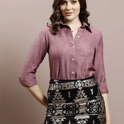 Shally Bhasin by Athena Embellished Pure Cotton Shirt With Skirt Co-Ords-image-14