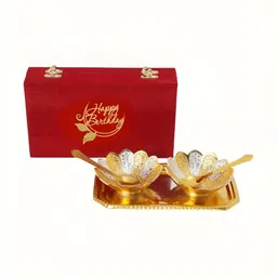 INTERNATIONAL GIFT 5-Pcs Bowl Set With Tray Spoons Velvet Box Bag Perfect Birthday Gift-image-81