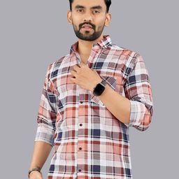 Metronaut Checked Spread Collar Cotton Shirt-image-81