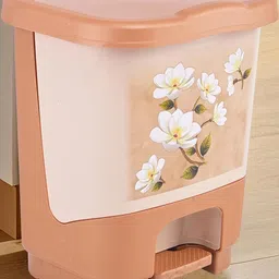 Myntra Elegant Homes Brown Floral Print Plastic 11Ltr Capacity Pedal Operated Lid Dustbin-picture-29