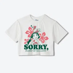 YK Disney Girls Typography Printed Round Neck Cotton Boxy T-shirt-image-74