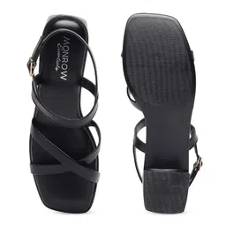 Monrow PU Open Toe Block Heel Sandals image 5