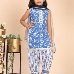 Cutiekins Girls Floral Printed Kurta with Salwar & Dupatta-picture-48