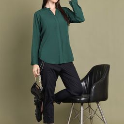Baawri Women Mandarin Collar Shirt Style Top-image-134