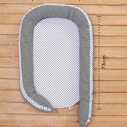 Babyhug Premium 3 Piece Nest Gadda Set With Diaper Changing Mat in Polka Dots Print - Charcoal Grey image 4