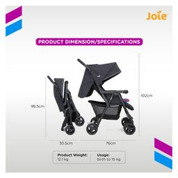 Joie Aire Twin Stroller With Canopy - Multicolor image 4