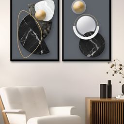 Art Street Grey & Gold-Toned 2 Pieces Printed Canvas Wall Paintings-picture-19