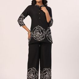 PIROH Printed Mandarin Collar Pure Cotton Tunic With Trousers-picture-27