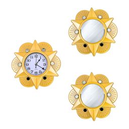 Aura Gold-Toned & White Textured Vintage Wall Clock-image-36