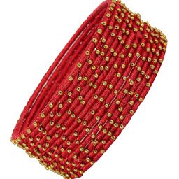 ZULKA Set of 12 Metal with Silk thread Ball Stone Bangle-81