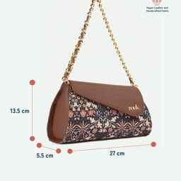 ZOUK Floral Printed Half Moon Sling Bag with Tasselled image 5