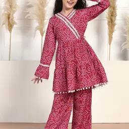 BAESD Girls Bandhani Printed Gotta Patti Kurta with Trouser-picture-21