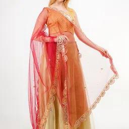way2like Net Geometric Print Red Women Dupatta-picture-18