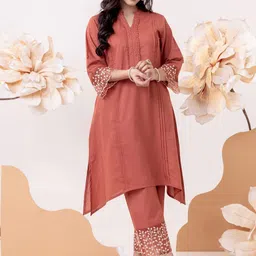 AUTUMN LANE Embroidered Pure Cotton Top With Trousers Co-Ords-picture-28