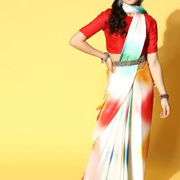 DIVASTRI Tie and Dye Satin Saree-image-72