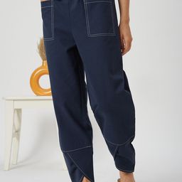 Mystere Paris Contrast Stitched Pure Cotton Lounge Pants-image-56