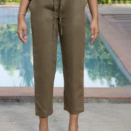 ROAR FOR GOOD Women Comfort Fit Elasticated Hemp Smart Casual Trousers-image-53