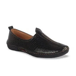 FAUSTO Men Black Textured PU Mojaris-image-38
