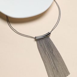 SOHI The Hanging Chain Bar Lariat Silver Plated Necklace-23