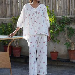 The Quince Life Sea Swirl Printed Pure Cotton Tunic With Trouser-image-58