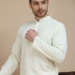 Anouk Men Embroidered Woven Design Mandarin Collar Knee Length Kurta-72