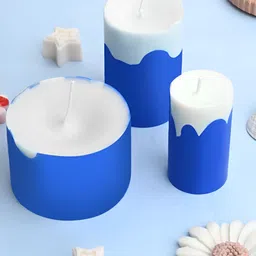 ANWYN Blue & White 3 pieces Pillar Candle-46