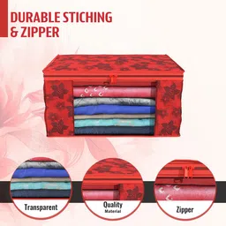 Kuber Industries Red & Pink 12 Pieces Printed Foldable Multi Utility Organisers image 5