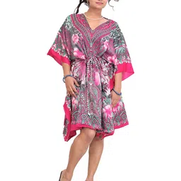Exotic India Women Ethnic Motifs Printed Short Kaftan with Dori at Waist-picture-5