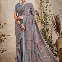 DIVASTRI Ethnic Motifs Poly Crepe Saree-image-92