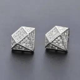 KRENOZ 925 Sterling Silver Cubic Zirconia Stones Studded Diamond Shaped Studs-46