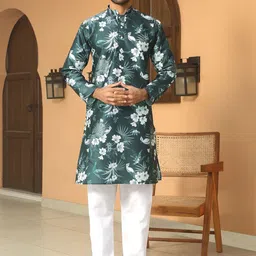 KRAFT INDIA Men Floral Printed Regular Kurta with Pyjamas-image-98