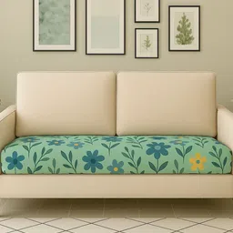 STITCHNEST Blue & Green Printed 3-Seater Sofa Cover-10